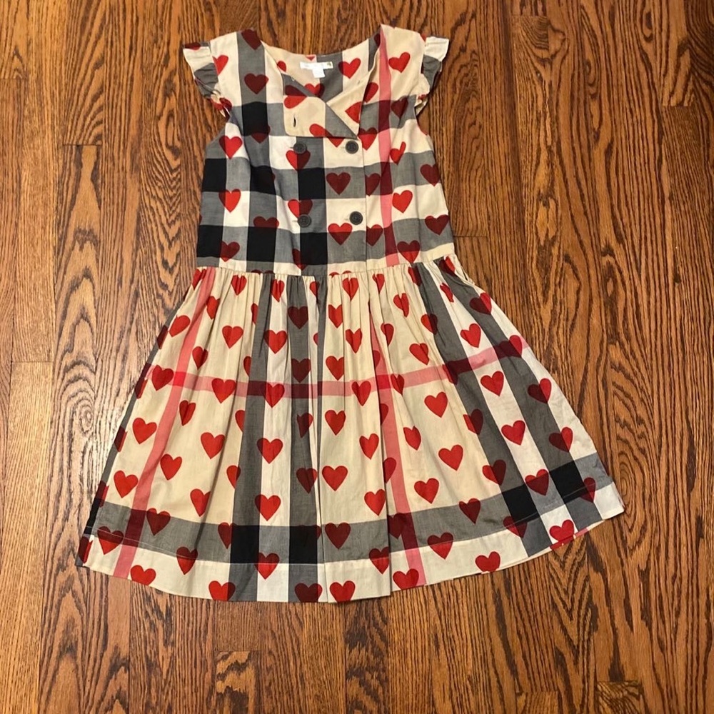 RARE Burberry Plaid hearts dress size 14y